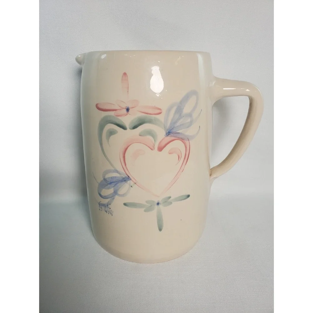 Vintage Hearts‎ Pitcher/Jug•Melinda Hart Signed•Marshall TX Ellis Prod. Pottery